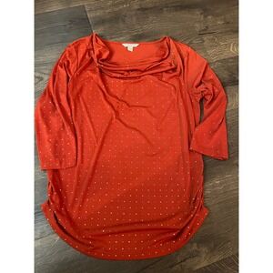 Laura Ashley Tunic‎ Top Blouse Cowl Neck 3/4 Sleeve Sparkle Party Medium